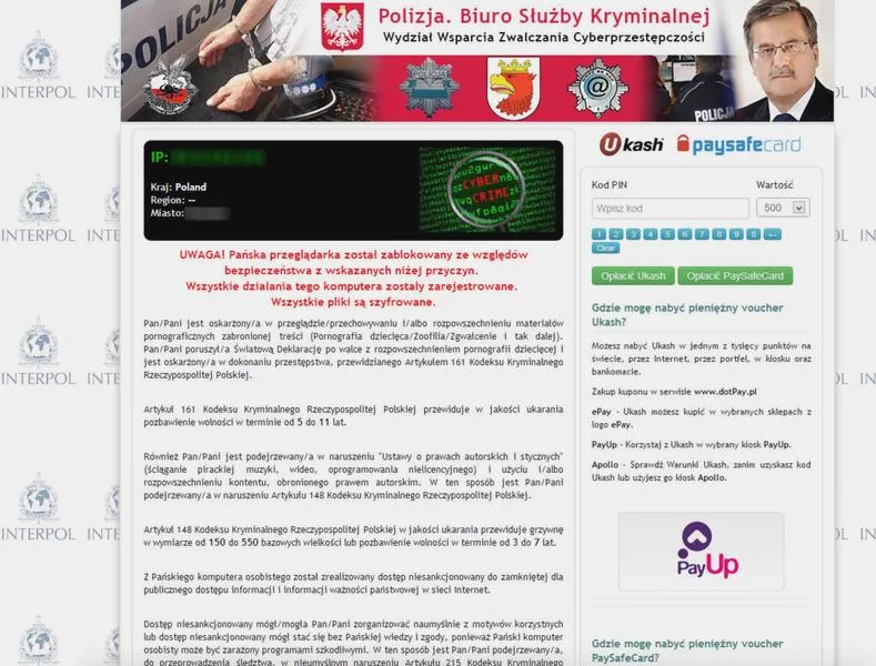 Blokada komputera przez policję