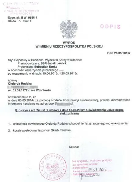 Czas oczekiwania na odpis