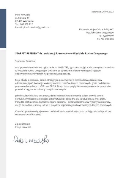 Dokuments w rekrutacji do policji