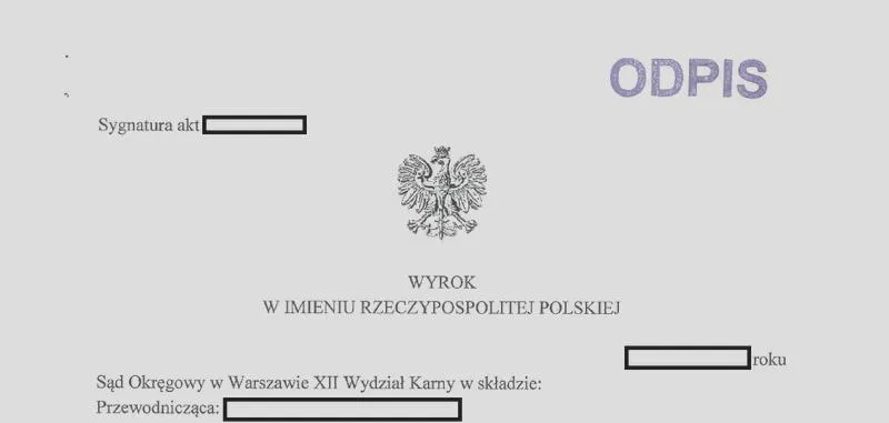 Informacje o wyrokach sądu