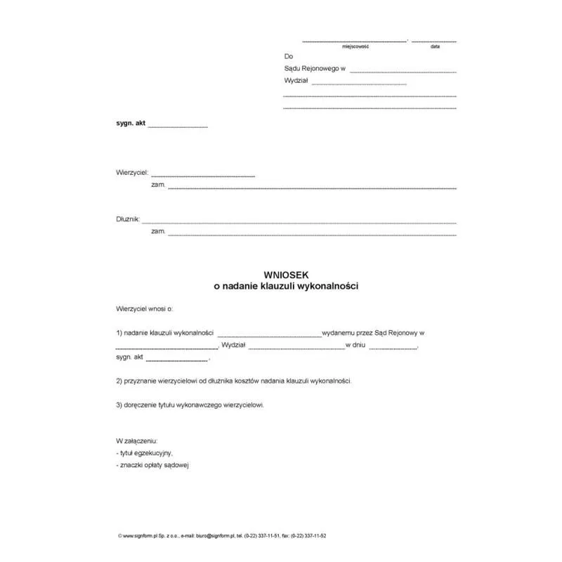 Klauzula wykonalności wyroku
