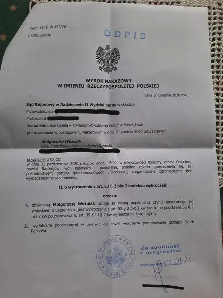 Odpis wyroku sądu