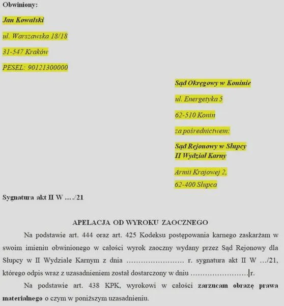 Skuteczna apelacja