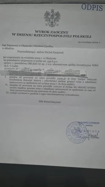Sprzeciw od wyroku zaocznego