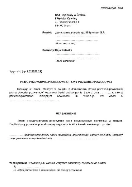 Uzasadnienie wniosku