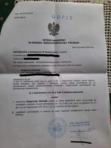 Wniosek o odpis wyroku